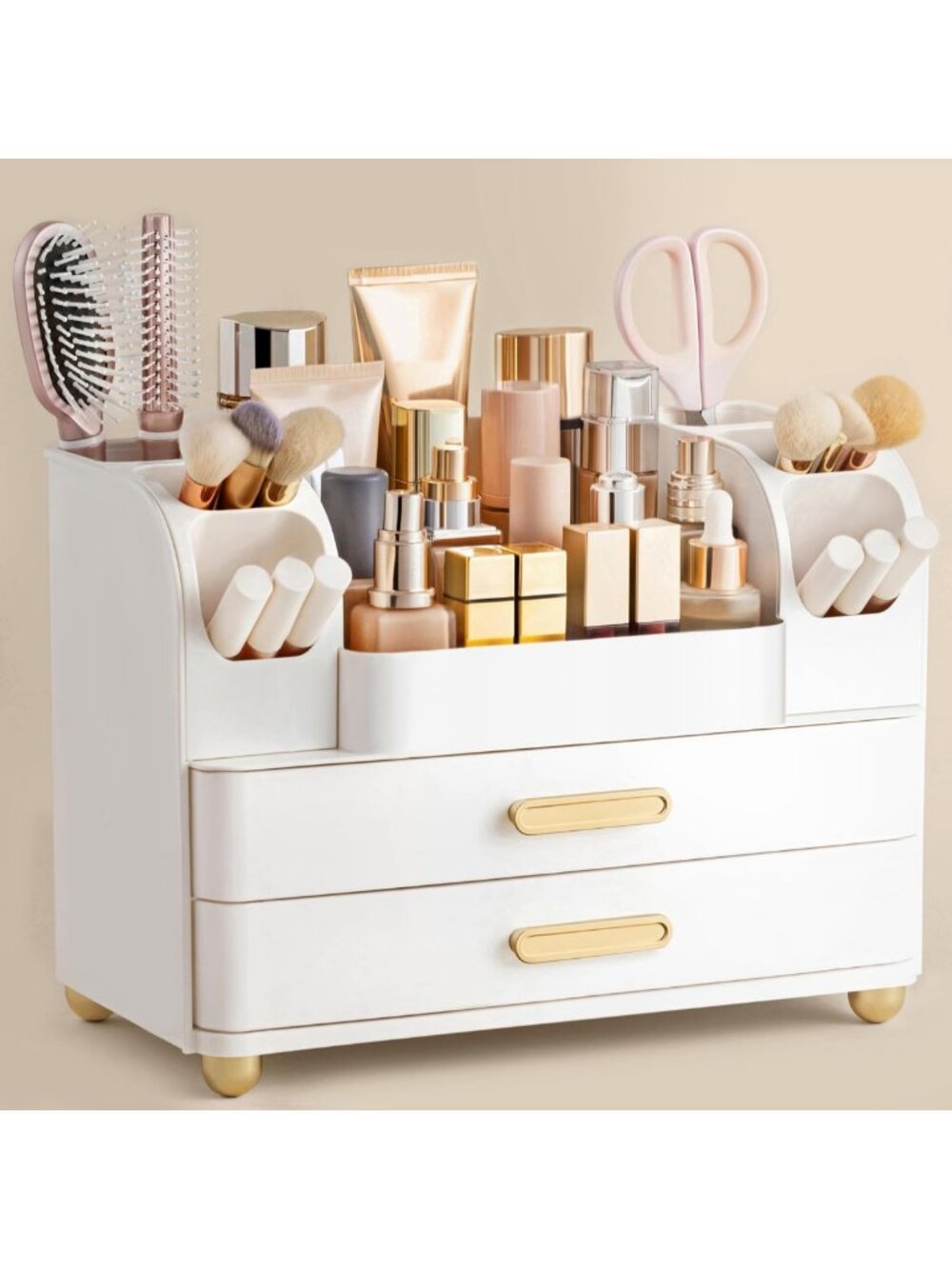 HBlife Makeup Organizer for Vanity with Brush Holder, Large Bathroom Countertop